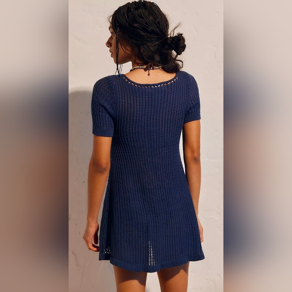Free People Navy Sweater Mini Dress/Tunic - Picture 2 of 4